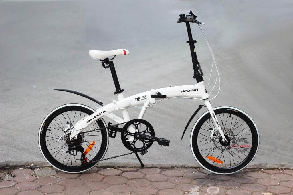 Xe đạp gấp Hachiko màu trắng